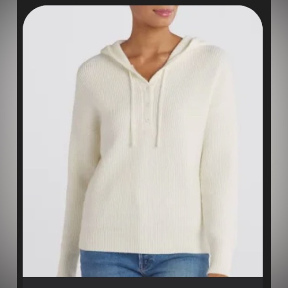 Evolution by Cyrus Cozy Henley Hooded Sweater L NWOT